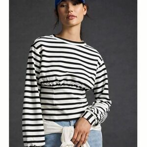 Maeve Anthropologie Corset Waist  XXS Balloon Sleeve Sweatshirt